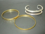 Lot 3 Bracelets - 2 Gold Plated & 1 Silver Plated
