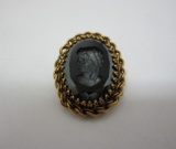 Gold Plated Pin w/ Intaglio Stone Insert