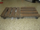 2 Wooden Pot Stands on Rollers 13.5