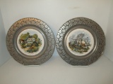 Currier & Ives Pewter Plates by Carson - 10.5