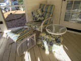 Metal Patio Chair  & Ottoman & Glass Top Table 20