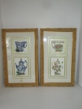 Pair Framed Tea Cup & Pitcher Prints - 18.5