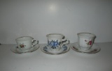 3 Polish China Demitasse Cups