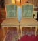 Pair Blonde Mahogany Side Chairs w/ Upholstered Seats & Backs