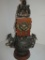 Unique Iron Gargoyle Lamp - Wood Lamp w/ Applied Iron Gargoyles - Great Piece