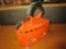 Vintage Sad Iron Painted Orange - great for bookend or door stop