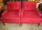 Pair Mid Century Red Occasional Chairs w/ Cushion Backs  - Great Look!