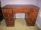9 Drawer Wooden Kneehole Desk - shows wear - paint project or refinish