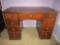 9 Drawer Wooden Kneehole Desk - shows wear - paint project or refinish