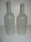 Pair Satin Glass Bottles w/Etched Celtic Cross Design - Cut to serve as candle covers. 12