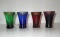 4 Multicolored Shot Glasses w/ Gold Dipped Rims