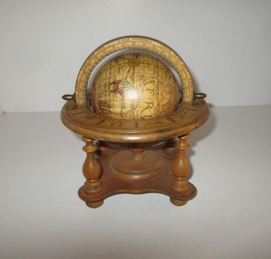 8" Tall Spinning World Globe made in Italy