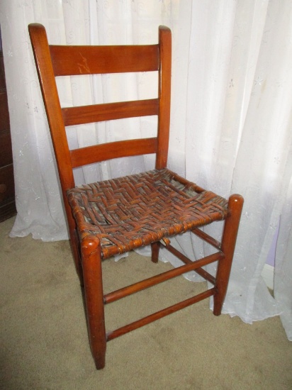 Early Slat Back Chair w/ Woven Seat