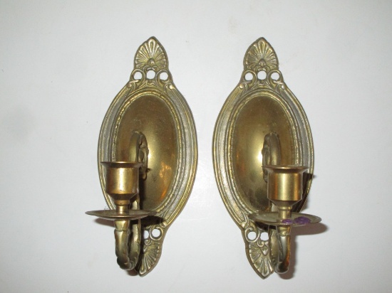 Pair Brass Sconces - 9" X 4"