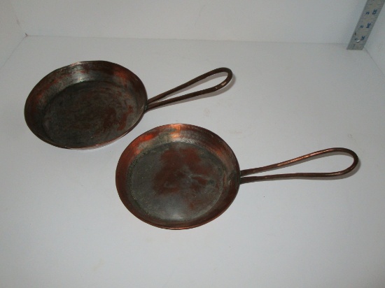 2 Indian Copper Frying Pans - 7 " & 6"