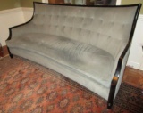 Tufted Back Sofa w/ Wood Trim - Unique Style - some scratches on wood - needs touch up