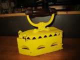 Vintage Sad Iron Painted Yellow - great for bookend or door stop