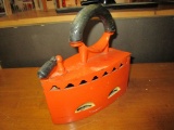 Vintage Sad Iron Painted Orange - great for bookend or door stop