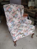 Floral Upholstered Wing Back Chair