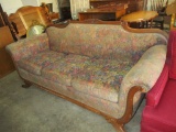 Duncan Phyfe 3 Cushion Sofa - Rose Carving on Back - Needs Reupholstered - Worn