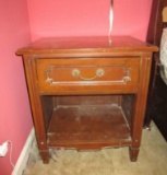 One Drawer Mahogany Night Stand w/ Bottom Shelf - wear