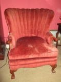 Mauve Velvet Upholstered Channel Back Arm Chair