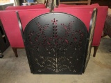 Metal Tri Fold Fire Screen w/ Stenciled Piercing