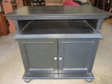 Black Wood Microwave Cabinet - wear