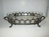 Pyrex Glass Casserole Dish w/ Decorative Metal Holder