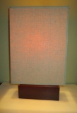 Retro Red Wood Block Base Lamp w/ Tall fabric Shade - Way Cool