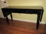Pottery Barn Drop Leaf Sofa/Entry Table - 1 Drawer w/ 4 Carved Legs - Painted Black