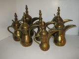 7 Brass Arabic Tea Pots [tallest 11.5