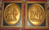 Pair Early Chalkware Plaques in Bas Relief - Grecian Garden Scene - 15