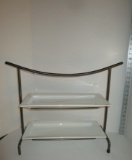 Stainless Steel Rack w/ 2 Ceramic Serving Dishes 7.6