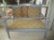 Wood Loveseat - Painted Blue w/ Upholstered Seat & Back. Wear on Upholstery