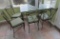 Lot - Retro Wrought Iron Glass Top Table w/ 4 Matching  Chairs w/ Cushion Seats Daisy Motif