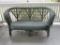 Green Painted Wicker Love Seat - no cushion