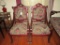 Pair Flame Grain Upholstered Mahogany Parlor Chairs, Matches # 186,188, 189