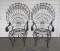 Pair Mid Century Wrought Iron Wire Peacock Chairs in style of Salterini