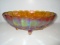 Marigold Carnival Glass Footed Fruit Bowl  - 12