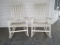 Pair Painted White Wooden Slat Back Rockers