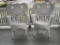 Pair Ornate White Wicker Arm Chairs