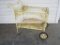Painted Yellow Wrought Iron Tea Cart w/ Bottom Shelf - Glass Missing from Top