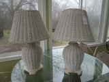 Pair Wicker Table Lamps