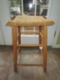 Wooden Stool w/ Rush Bottom Seat - 2l3