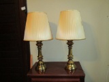 Pair Brass Lamps - 32