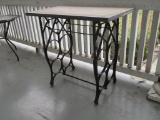 Wrought Iron Base on Wheels w/ Slate Table Top