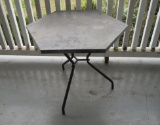 Small Black Wrought Iron  Hexagon Shaped Table w/ Slate Top