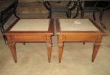 2 Wooden Marble Top Accent Tables