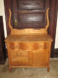 Awesome Birdseye Maple Washstand w/ Towel Bar - One Drawer over 2 Side Drawers & Cabinet Base